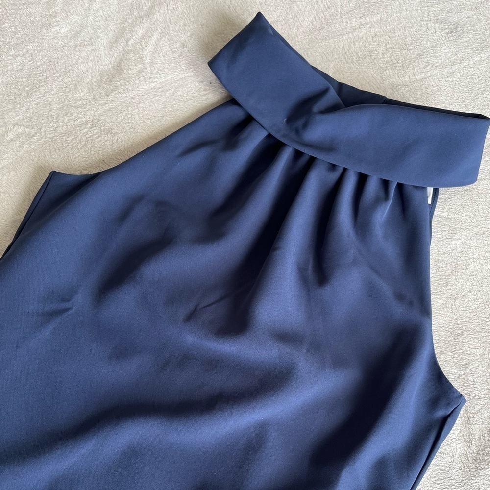 Sail To Sable Navy Cowl Neck Dress Small - Picture 6 of 8